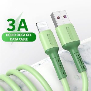 1/1.5/2M USB 8 Pin Cable 3A Fast Charging Data Cable USB Wire Liquid Silicone Cord For iPhone 14 13 12 11 Pro Max X XR XS 8 7