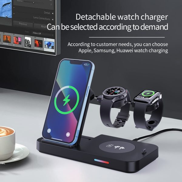 30W Wireless Charger Stand Qi Fast Charging Dock Station For Apple Watch Samsung Huawei iPhone 14 13 12 Pro Max AirPods Earbuds - Image 5