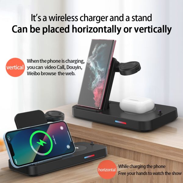 30W Wireless Charger Stand Qi Fast Charging Dock Station For Apple Watch Samsung Huawei iPhone 14 13 12 Pro Max AirPods Earbuds - Image 6