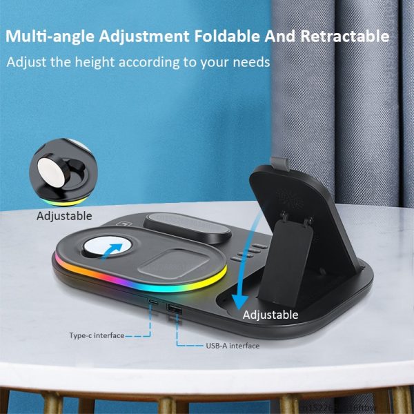 4 in 1 Wireless Chargers For iPhone 11 12 13 Pro Max 30W Fast Charging Dock Station For Apple Watch/Airpods With Lamp And Clock - Image 4
