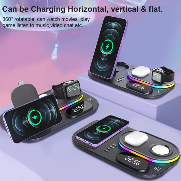 4 in 1 Wireless Chargers For iPhone 11 12 13 Pro Max 30W Fast Charging Dock Station For Apple Watch/Airpods With Lamp And Clock - Image 6
