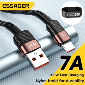 Essager 7A Type C USB Cable Wire For Realme Oneplus OPPO 100W Fast Charging USB Type C Data Cord For Huawei P30 P40 Pro Samsung