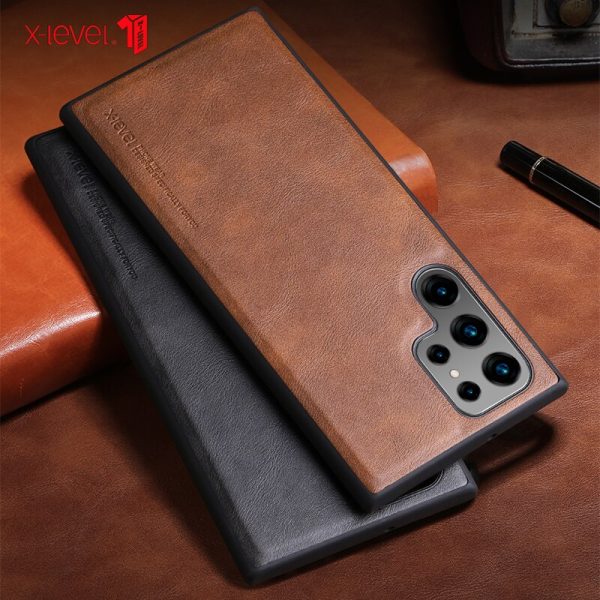 For Samsung S22 Ultra чехол funda X-Level Retro Leather Soft Silicone TPU Edge Back Cover for Samsung Galaxy S22 Plus Case - Image 2