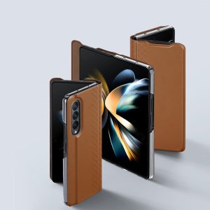 Magnetic Leather Case for Samsung Galaxy Z Fold 3 4 5G Folding Smartphone Case with Card Slots Full Body Leather Case Magnetic