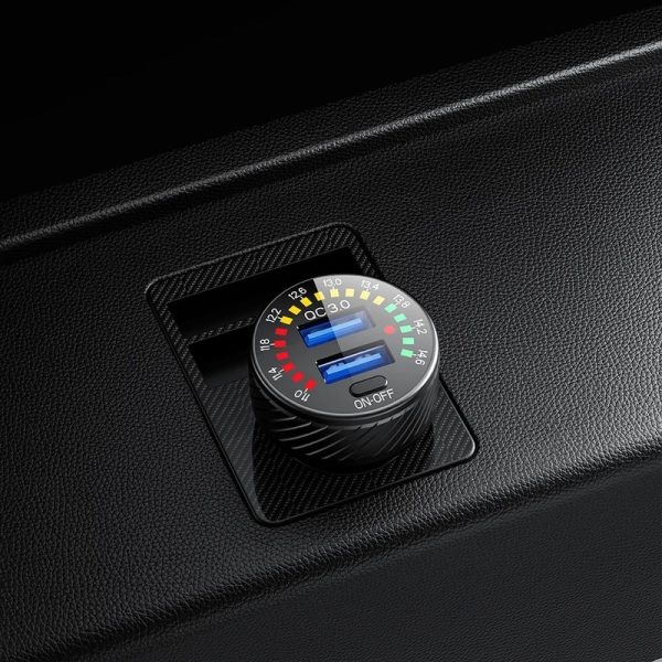 QC 3.0 Dual USB Car Charger 12V 24V Waterproof 18W Fast Charging Marquee Light LED Voltmeter ON OFF Switch Car-charger Adapter - Image 5