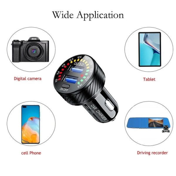 QC 3.0 Dual USB Car Charger 12V 24V Waterproof 18W Fast Charging Marquee Light LED Voltmeter ON OFF Switch Car-charger Adapter - Image 6