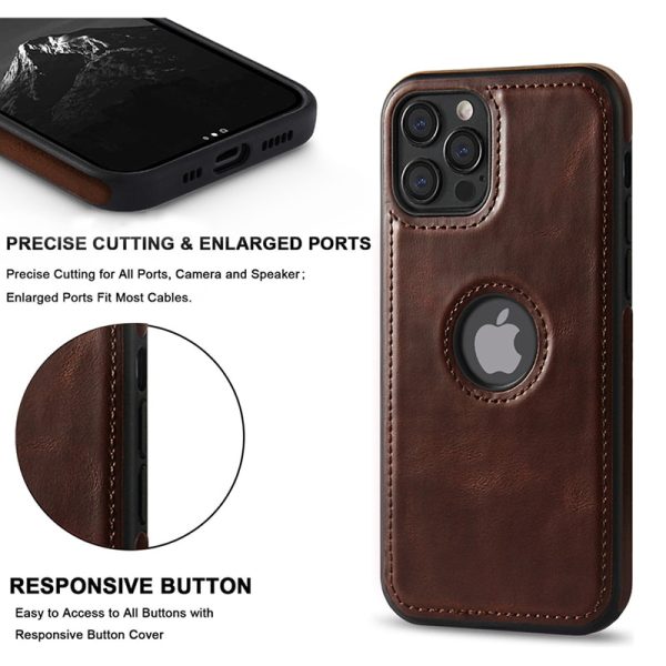 Slim PU Leather Phone Case For iPhone 11 12 13 Pro Max XR XS Max X 7 14Plus 11Pro Max Business Soft Leather LOGO Hole Back Cover - Image 3