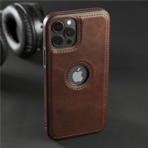 Slim PU Leather Phone Case For iPhone 11 12 13 Pro Max XR XS Max X 7 14Plus 11Pro Max Business Soft Leather LOGO Hole Back Cover