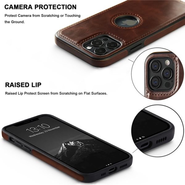 Slim PU Leather Phone Case For iPhone 11 12 13 Pro Max XR XS Max X 7 14Plus 11Pro Max Business Soft Leather LOGO Hole Back Cover - Image 5