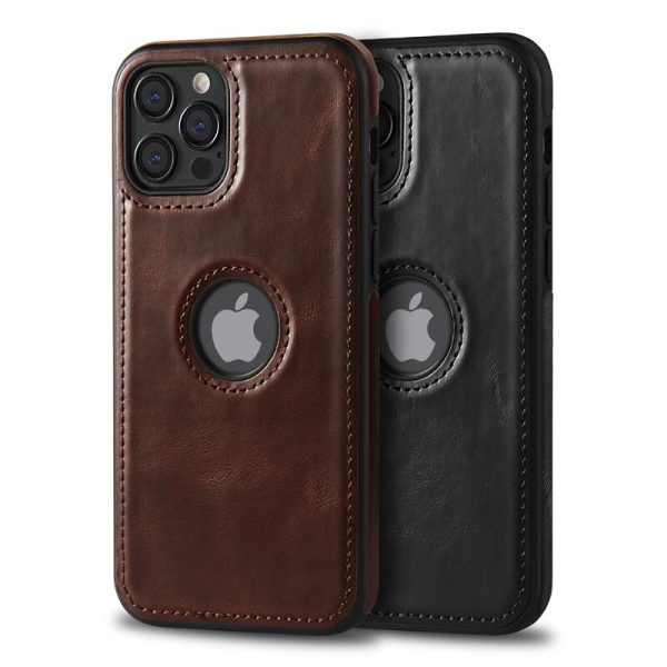 Slim PU Leather Phone Case For iPhone 11 12 13 Pro Max XR XS Max X 7 14Plus 11Pro Max Business Soft Leather LOGO Hole Back Cover - Image 6