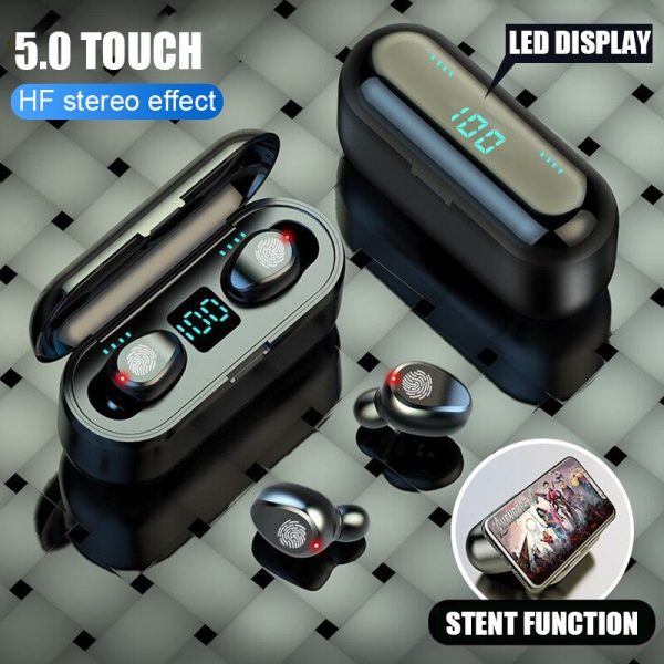 Suitable for Huawei, Xiaomi, iPhone, Stereo Devices, Wireless Sports Headphones, TWS with 2200 mAh Battery Charger, Waterproof H - Image 2
