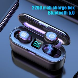 Suitable for Huawei, Xiaomi, iPhone, Stereo Devices, Wireless Sports Headphones, TWS with 2200 mAh Battery Charger, Waterproof H