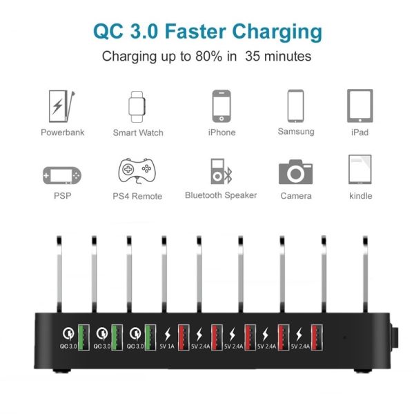 Universal 110W 8 Port Multi USB Charger For IPhone 13 12 11 Carregador Quick Charge 3.0 Fast Charger Dock Station For Samsung S9 - Image 2