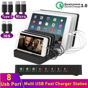 Universal 110W 8 Port Multi USB Charger For IPhone 13 12 11 Carregador Quick Charge 3.0 Fast Charger Dock Station For Samsung S9
